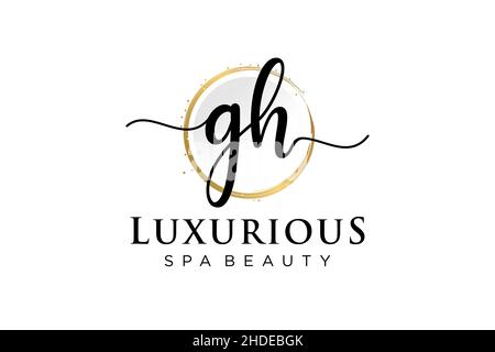 Initial GH feminine logo. Usable for Logo for fashion,photography, wedding, beauty, business. Flat Vector Logo Design Template . Stock Vector