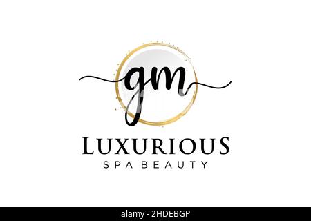 Initial GM feminine logo. Usable for Logo for fashion,photography, wedding, beauty, business. Flat Vector Logo Design Template . Stock Vector