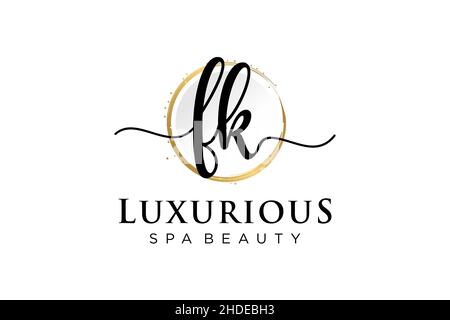 Initial FK feminine logo. Usable for Logo for fashion,photography, wedding, beauty, business. Flat Vector Logo Design Template . Stock Vector