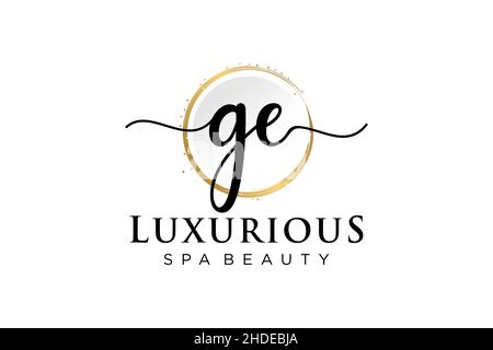 Initial GE feminine logo. Usable for Logo for fashion,photography, wedding, beauty, business. Flat Vector Logo Design Template . Stock Vector