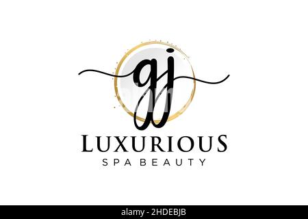 Initial GJ feminine logo. Usable for Logo for fashion,photography, wedding, beauty, business. Flat Vector Logo Design Template . Stock Vector