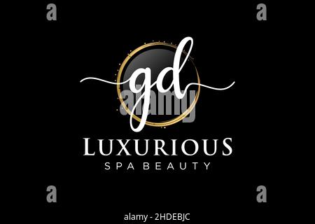 Initial GD feminine logo. Usable for Logo for fashion,photography, wedding, beauty, business. Flat Vector Logo Design Template . Stock Vector