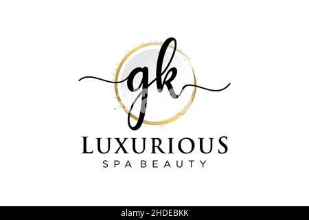 Initial GK feminine logo. Usable for Logo for fashion,photography, wedding, beauty, business. Flat Vector Logo Design Template . Stock Vector