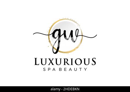 Initial GW feminine logo. Usable for Logo for fashion,photography, wedding, beauty, business. Flat Vector Logo Design Template . Stock Vector
