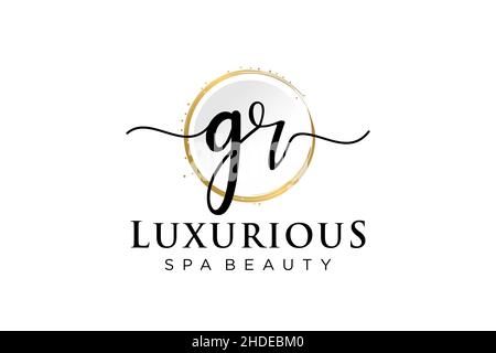 Initial GR feminine logo. Usable for Logo for fashion,photography, wedding, beauty, business. Flat Vector Logo Design Template . Stock Vector