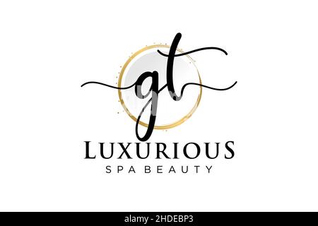 Initial GT feminine logo. Usable for Logo for fashion,photography, wedding, beauty, business. Flat Vector Logo Design Template . Stock Vector
