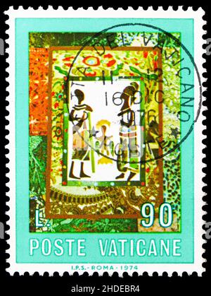 MOSCOW, RUSSIA - NOVEMBER 4, 2021: Postage stamp printed in Vatican shows The Bible, serie, circa 1974 Stock Photo