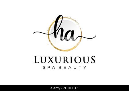 Initial HA feminine logo. Usable for Logo for fashion,photography, wedding, beauty, business. Flat Vector Logo Design Template . Stock Vector