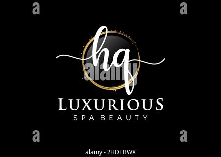 Initial HQ feminine logo. Usable for Logo for fashion,photography, wedding, beauty, business. Flat Vector Logo Design Template . Stock Vector