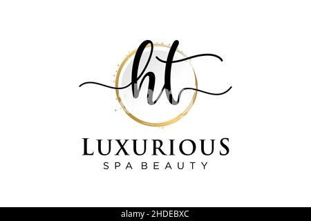 Initial HT feminine logo. Usable for Logo for fashion,photography, wedding, beauty, business. Flat Vector Logo Design Template . Stock Vector