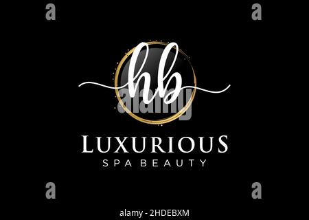 Initial HB feminine logo. Usable for Logo for fashion,photography, wedding, beauty, business. Flat Vector Logo Design Template . Stock Vector