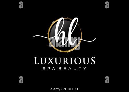 Initial HL feminine logo. Usable for Logo for fashion,photography, wedding, beauty, business. Flat Vector Logo Design Template . Stock Vector