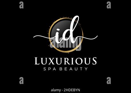 Initial ID feminine logo. Usable for Logo for fashion,photography, wedding, beauty, business. Flat Vector Logo Design Template . Stock Vector