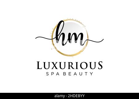 Initial HM feminine logo. Usable for Logo for fashion,photography, wedding, beauty, business. Flat Vector Logo Design Template . Stock Vector