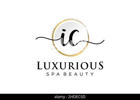 Initial IC feminine logo. Usable for Logo for fashion,photography, wedding, beauty, business. Flat Vector Logo Design Template . Stock Vector