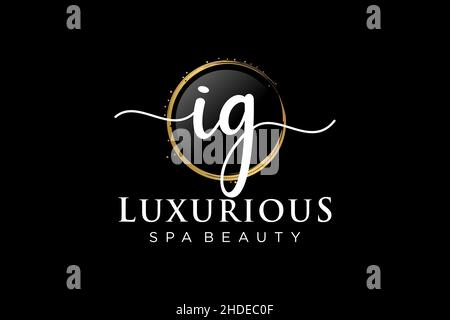 Initial IG feminine logo. Usable for Logo for fashion,photography, wedding, beauty, business. Flat Vector Logo Design Template . Stock Vector