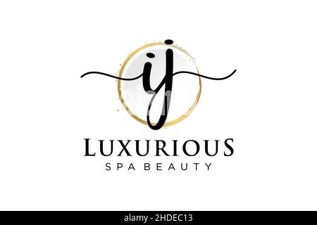 Initial IJ feminine logo. Usable for Logo for fashion,photography, wedding, beauty, business. Flat Vector Logo Design Template . Stock Vector