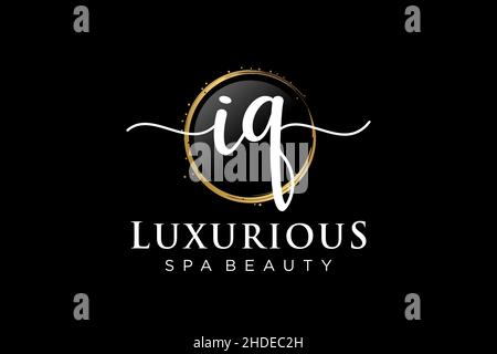 Initial IQ feminine logo. Usable for Logo for fashion,photography, wedding, beauty, business. Flat Vector Logo Design Template . Stock Vector
