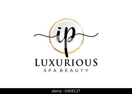 Initial IP feminine logo. Usable for Logo for fashion,photography, wedding, beauty, business. Flat Vector Logo Design Template . Stock Vector