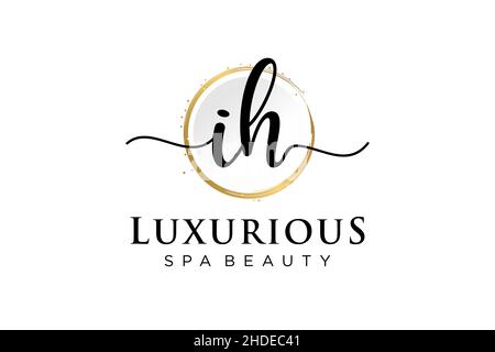 Initial IH feminine logo. Usable for Logo for fashion,photography, wedding, beauty, business. Flat Vector Logo Design Template . Stock Vector