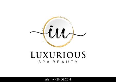 Initial IU feminine logo. Usable for Logo for fashion,photography, wedding, beauty, business. Flat Vector Logo Design Template . Stock Vector