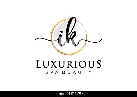 Initial IK feminine logo. Usable for Logo for fashion,photography, wedding, beauty, business. Flat Vector Logo Design Template . Stock Vector