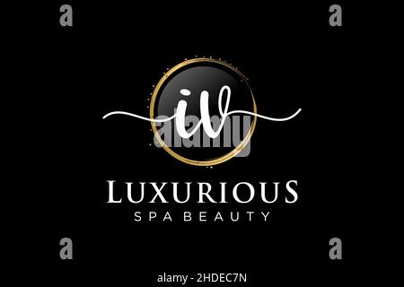 Initial IV feminine logo. Usable for Logo for fashion,photography, wedding, beauty, business. Flat Vector Logo Design Template . Stock Vector