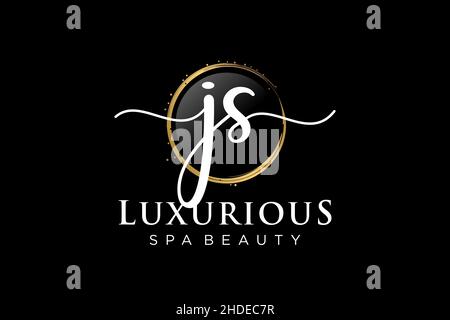 Initial JS feminine logo. Usable for Logo for fashion,photography, wedding, beauty, business. Flat Vector Logo Design Template . Stock Vector