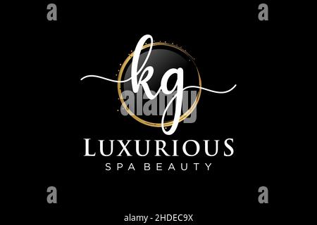 Initial KGfeminine logo. Usable for Logo for fashion,photography, wedding, beauty, business. Flat Vector Logo Design Template . Stock Vector