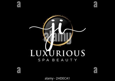 Initial JI feminine logo. Usable for Logo for fashion,photography, wedding, beauty, business. Flat Vector Logo Design Template . Stock Vector