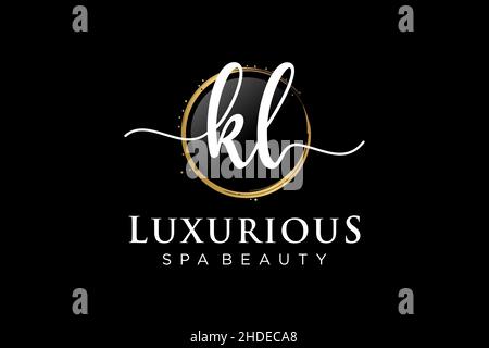 Initial KL feminine logo. Usable for Logo for fashion,photography, wedding, beauty, business. Flat Vector Logo Design Template . Stock Vector
