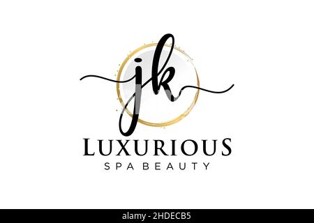 Initial JK feminine logo. Usable for Logo for fashion,photography, wedding, beauty, business. Flat Vector Logo Design Template . Stock Vector
