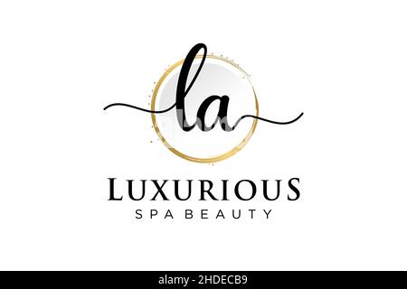 Initial LA feminine logo. Usable for Logo for fashion,photography, wedding, beauty, business. Flat Vector Logo Design Template . Stock Vector