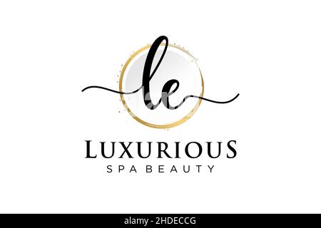 Initial LE feminine logo. Usable for Logo for fashion,photography, wedding, beauty, business. Flat Vector Logo Design Template . Stock Vector