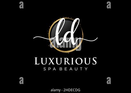 Initial LD feminine logo. Usable for Logo for fashion,photography, wedding, beauty, business. Flat Vector Logo Design Template . Stock Vector