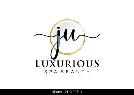 Initial JU feminine logo. Usable for Logo for fashion,photography, wedding, beauty, business. Flat Vector Logo Design Template . Stock Vector