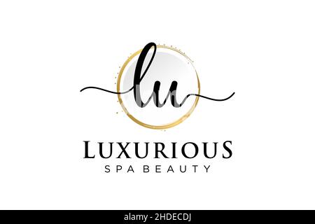 Initial LU feminine logo. Usable for Logo for fashion,photography, wedding, beauty, business. Flat Vector Logo Design Template . Stock Vector
