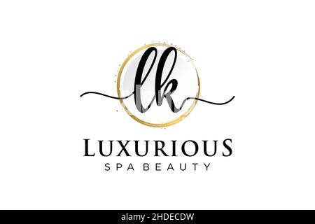 Initial LK feminine logo. Usable for Logo for fashion,photography, wedding, beauty, business. Flat Vector Logo Design Template . Stock Vector
