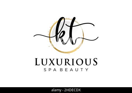 Initial KT feminine logo. Usable for Logo for fashion,photography, wedding, beauty, business. Flat Vector Logo Design Template . Stock Vector