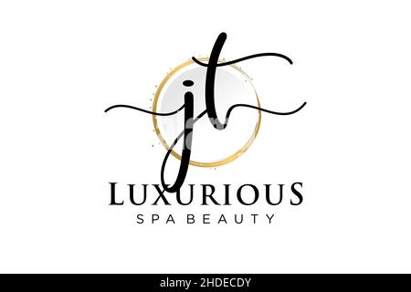 Initial JT feminine logo. Usable for Logo for fashion,photography, wedding, beauty, business. Flat Vector Logo Design Template . Stock Vector