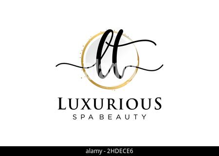 Initial LT feminine logo. Usable for Logo for fashion,photography, wedding, beauty, business. Flat Vector Logo Design Template . Stock Vector