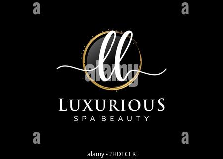 Initial LL feminine logo. Usable for Logo for fashion,photography, wedding, beauty, business. Flat Vector Logo Design Template . Stock Vector