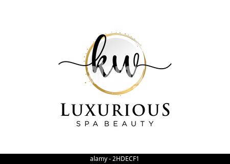 Initial KW feminine logo. Usable for Logo for fashion,photography, wedding, beauty, business. Flat Vector Logo Design Template . Stock Vector
