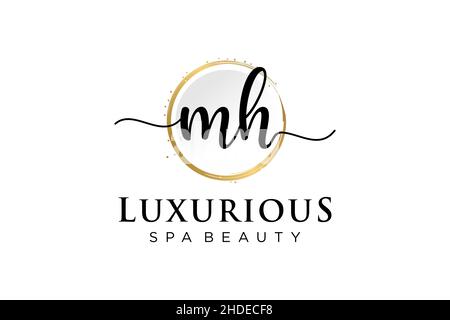 Initial MH feminine logo. Usable for Logo for fashion,photography, wedding, beauty, business. Flat Vector Logo Design Template . Stock Vector
