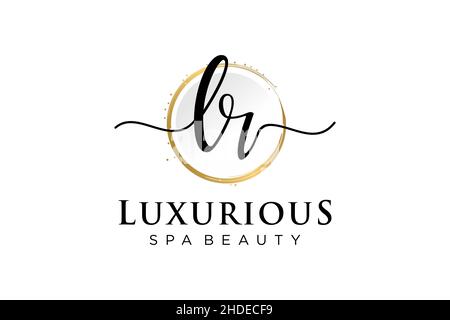 Initial LR feminine logo. Usable for Logo for fashion,photography, wedding, beauty, business. Flat Vector Logo Design Template . Stock Vector