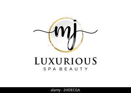 Initial MJ feminine logo. Usable for Logo for fashion,photography, wedding, beauty, business. Flat Vector Logo Design Template . Stock Vector