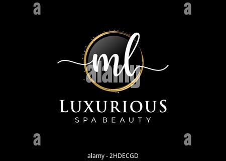Initial ML feminine logo. Usable for Logo for fashion,photography, wedding, beauty, business. Flat Vector Logo Design Template . Stock Vector