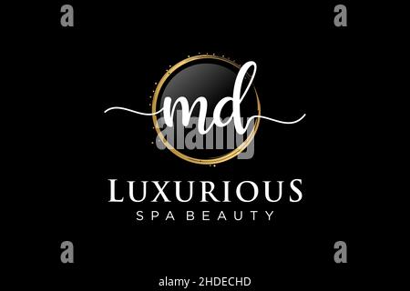 Initial MD feminine logo. Usable for Logo for fashion,photography, wedding, beauty, business. Flat Vector Logo Design Template . Stock Vector