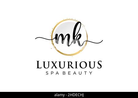 Initial MK feminine logo. Usable for Logo for fashion,photography, wedding, beauty, business. Flat Vector Logo Design Template . Stock Vector