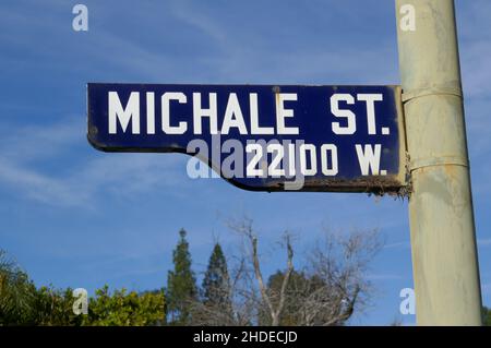 Canoga Park, California, USA 1st January 2022 A General view of atmosphere at Actress Judith Barsi's Home/house at 22100 Michale Street on January 1, 2022 in Canoga Park, California, USA. Judith Barsi was a child actress and in films including Jaws, and did voices for The Land Before Time and All Dogs Go To Heaven. This was her home and where her father murdered her and her mother then killed himself on July 25, 1988. Photo by Barry King/Alamy Stock Photo Stock Photo